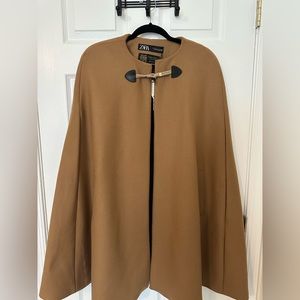 ZARA WOOL MANTECO CAMEL TAN LONG CAPE